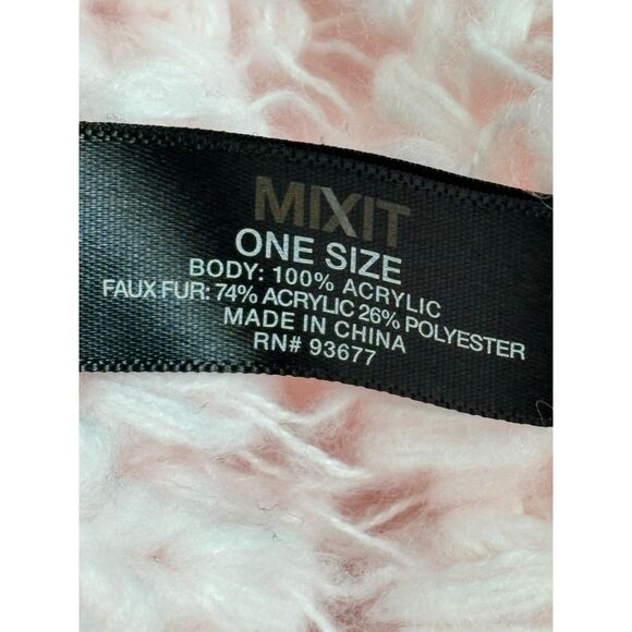 Pink Knit Faux Fur Trim Cover Top One Size Barbiecore Scarf Poncho Girly Y2K - Picture 6 of 9